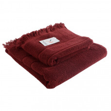 Полотенце банное с бахромой бордового цвета essential, 70х140 см